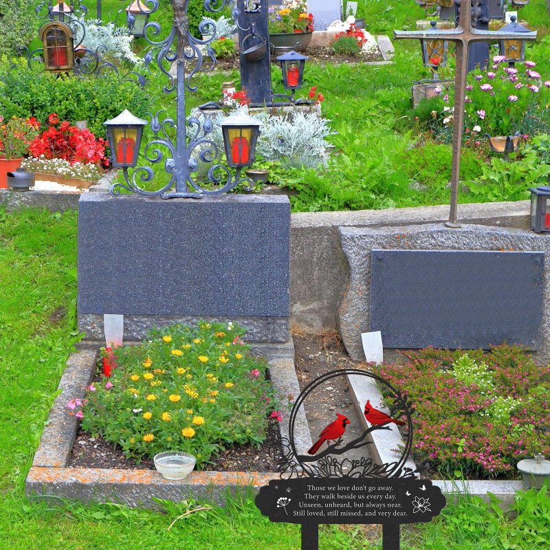 Rngmsi Cardinal Grave Decorations for Cemetery, Metal Memorial Stakes Grave Decorations for Loss of Mother Father Cardinal Decor Plaques Markers for Cemetery Humans Outdoor Yard Garden - Image 3