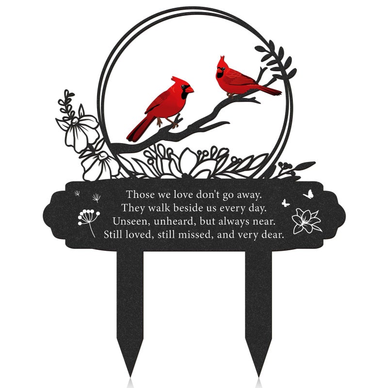 Rngmsi Cardinal Grave Decorations for Cemetery, Metal Memorial Stakes Grave Decorations for Loss of Mother Father Cardinal Decor Plaques Markers for Cemetery Humans Outdoor Yard Garden - Image 1