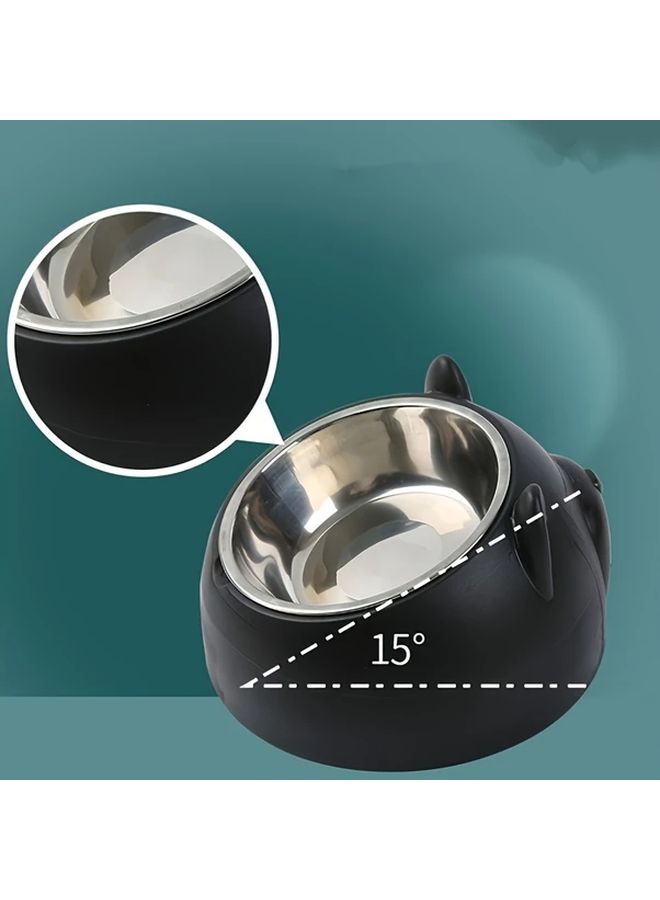 Black 1pc 2 in 1 Elevated Cat Bowl With Ear Holder Ergonomic Neck Design - Image 5
