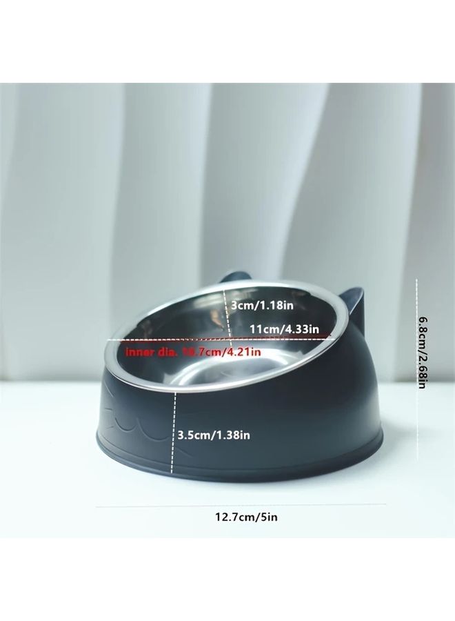 Black 1pc 2 in 1 Elevated Cat Bowl With Ear Holder Ergonomic Neck Design - Image 2