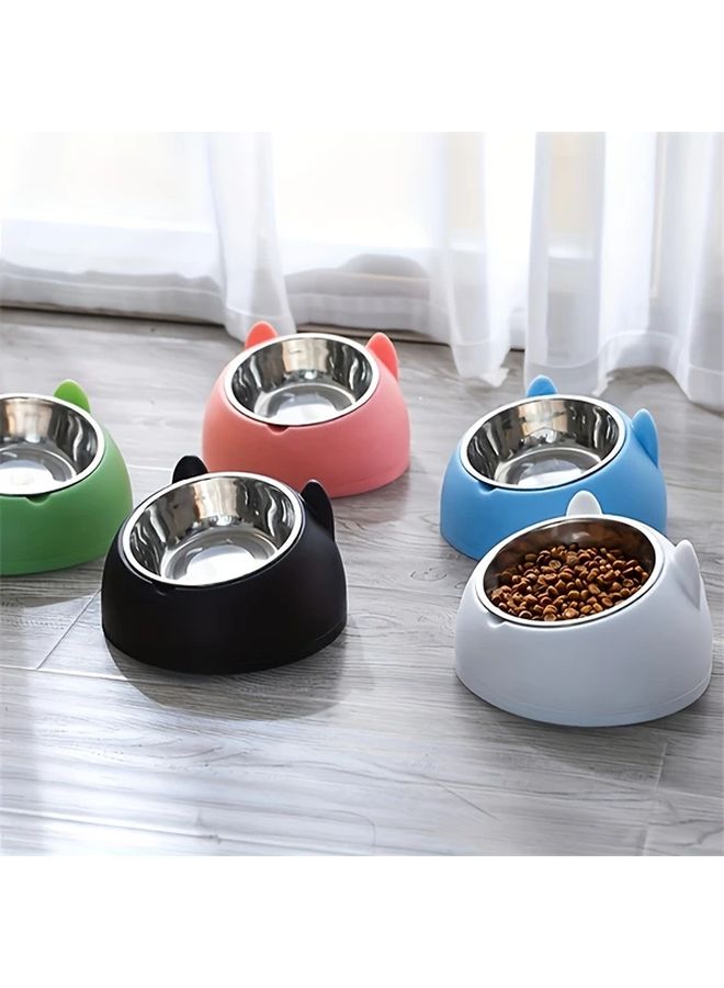 Black 1pc 2 in 1 Elevated Cat Bowl With Ear Holder Ergonomic Neck Design - Image 3