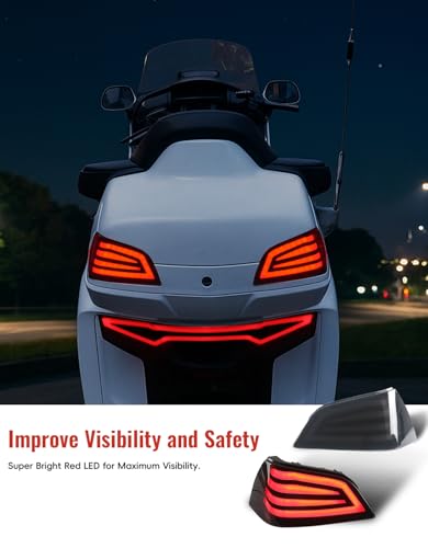LUXEMOTO LED Tail Lights Brake Lights for 2001-2017 Goldwing GL1800 Tour Pack Models Only, 2 PCS Rear Running Break TailLights Lamp with Smoked Lenses for Honda Gold Wing GL1800 2001-2017 Accessories - Image 3