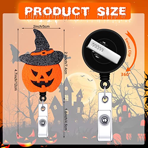 Giegxin 12 Pcs Halloween Badge Reels Retractable ID Holder with Clip Name Badges Ghost Pumpkin Witch Name Badge Holder with Swivel Clip for Nurse Women Doctor Office Gifts (Ghost Style) - Image 2