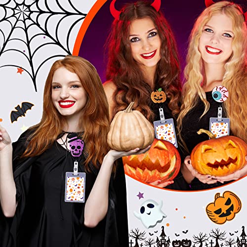 Giegxin 12 Pcs Halloween Badge Reels Retractable ID Holder with Clip Name Badges Ghost Pumpkin Witch Name Badge Holder with Swivel Clip for Nurse Women Doctor Office Gifts (Ghost Style) - Image 5