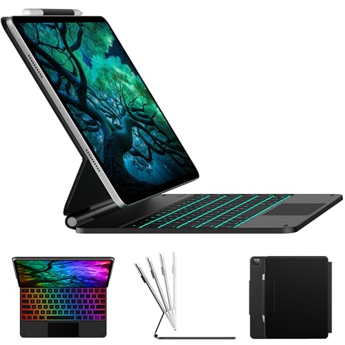 typecase Edge Keyboard Case for iPad Air 13-inch(M3/M2, 2025/2024) & iPad Pro 12.9-inch(6th/5th/4th/3rd Gen), Magic Keyboard with 11-Color Backlight, Multi-Touch Trackpad, Pencil Holder, Black - Image 1