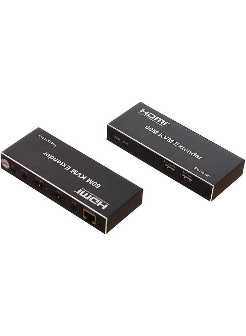 KVM HDMI Extender Cable – 60 Meter Network Extension – Black - Image 1