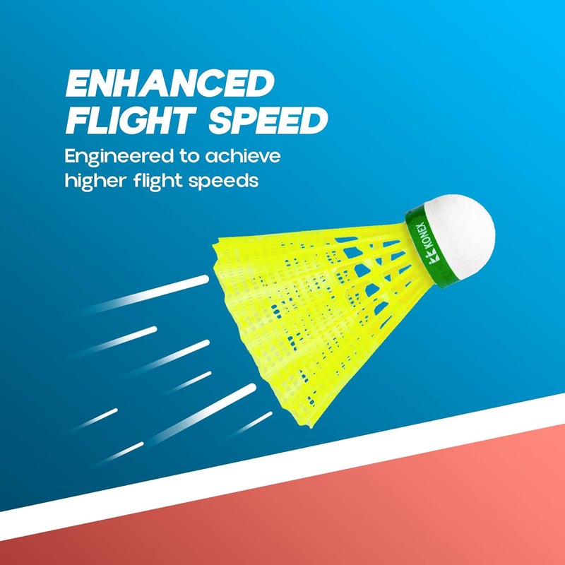 KONEX Nylon Shuttlecock | Stable Flight & Fast Recovery (Yellow, Pack of 6) - Image 3
