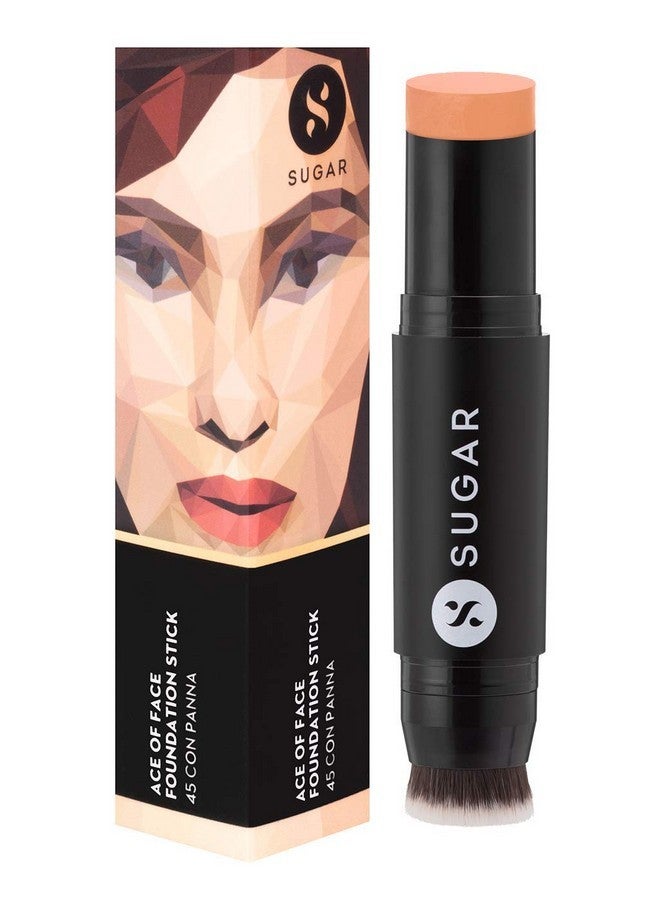 SUGAR Cosmetics Ace Of Face Foundation Stick - 45 Con Panna (Medium Beige, Golden Undertone) Full Coverage Waterproof Matte Finish - Image 1