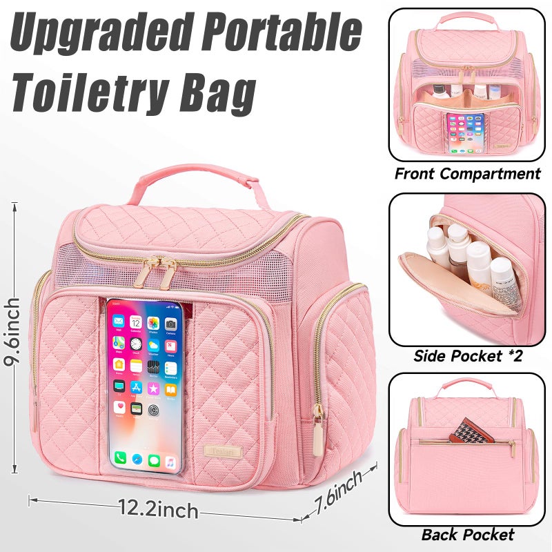 Tealari Large Toiletry Bag for Women Men,Bathroom Bag,Water Resistant Shower Bag,Makeup Bag,Portable Shower Caddy for College Dorm,Hanging Travel Toiletry Bag with Transparent Waterproof Phone Pocket - Image 4
