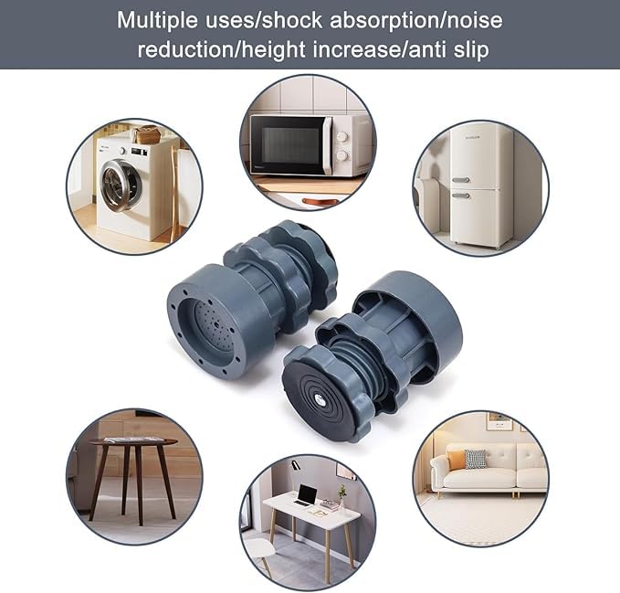 MRWINDJ Washing Machine Vibration Pads Adjustable Dryer Shock Noise Cancelling Pads Anti Vibration Pads for Washing Machine Support Height Adjustment Feet for Refrigerators 4 Pcs Set - Image 4