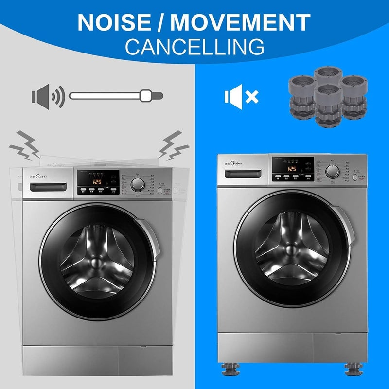 MRWINDJ Washing Machine Vibration Pads Adjustable Dryer Shock Noise Cancelling Pads Anti Vibration Pads for Washing Machine Support Height Adjustment Feet for Refrigerators 4 Pcs Set - Image 3
