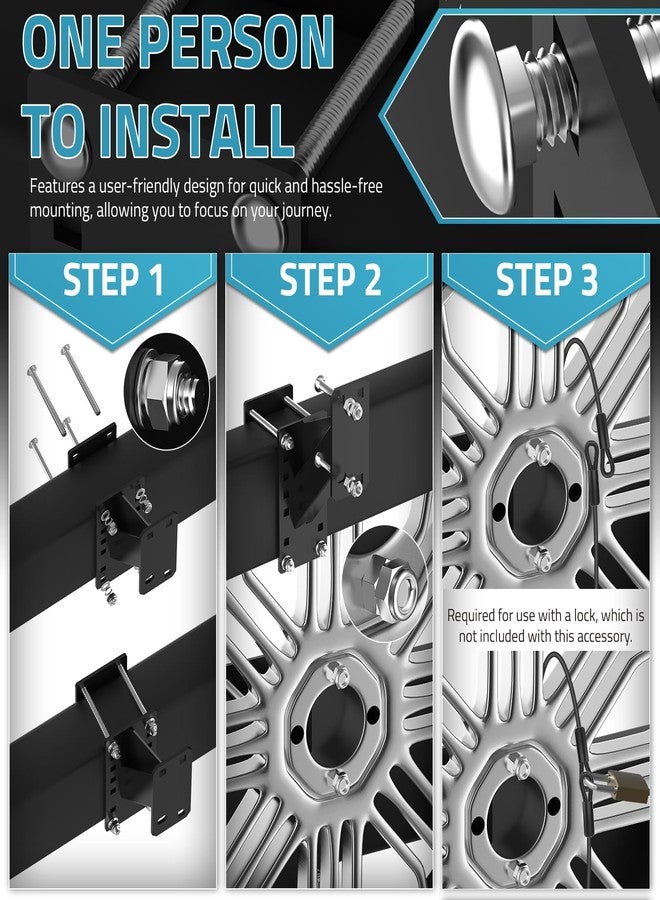 PAULINN Trailer Spare Tire Mount, Universal Spare Tire Carrier Holder for Utility Trailer Boat, Fits 4/5 / 6 Lugs Trailer Wheels on 4", 4.5'', 4.75'', 5'' and 5.5'' Bolt Patterns, 150 LBS Capacity - Image 5