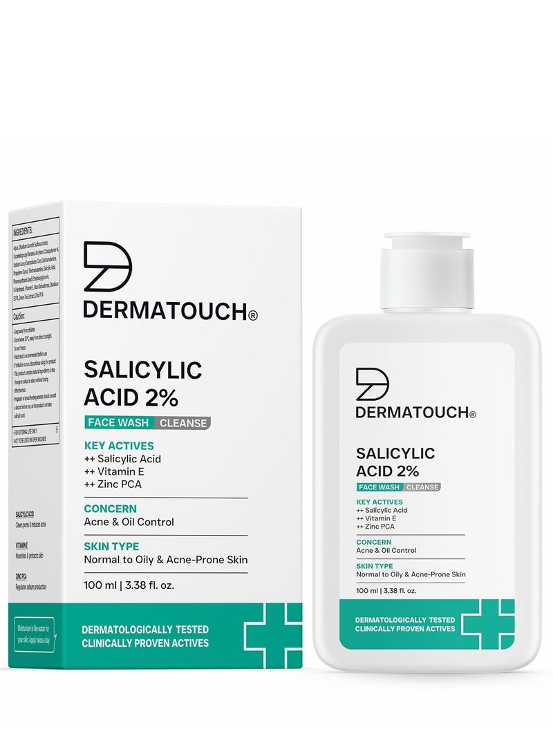 DERMATOUCH Salicylic Acid Face Wash For Acne and Oil Control Suitable to All Skin Types For both Men and Women 100ML - Image 1