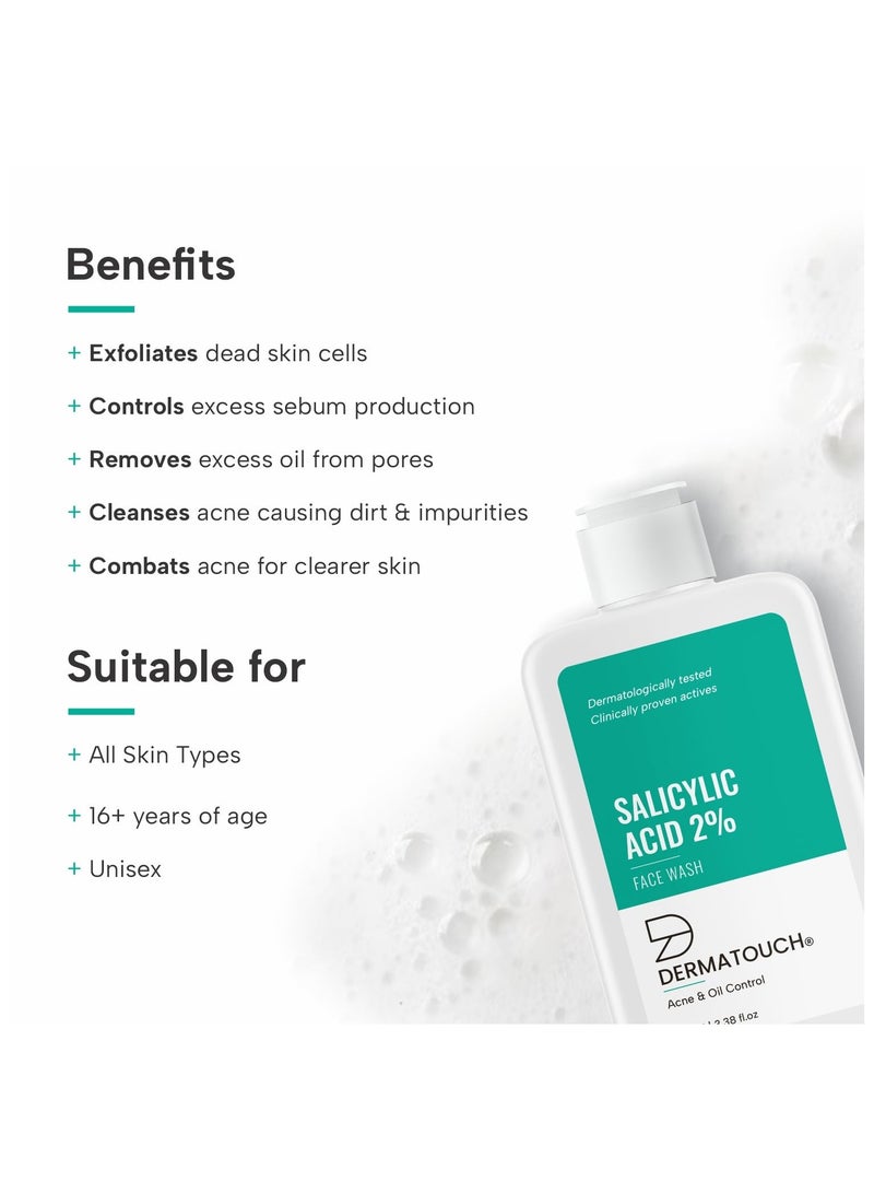 DERMATOUCH Salicylic Acid Face Wash For Acne and Oil Control Suitable to All Skin Types For both Men and Women 100ML - Image 5