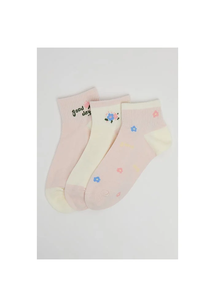 3 Pack Striped Ankle Socks
