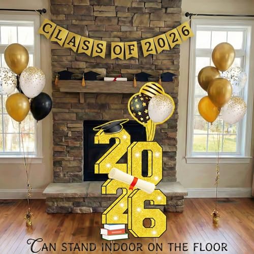 sewrung 2026 Graduation Decorations - 3.5FT Large Class 2026 Graduation Yard Sign Yard Decorations Congrats Graduation Lawn Signs 2026 Grad Yard Signs with Stakes for Outdoor Indoor Congrats Graduation Party Decoration Supplies - Image 5