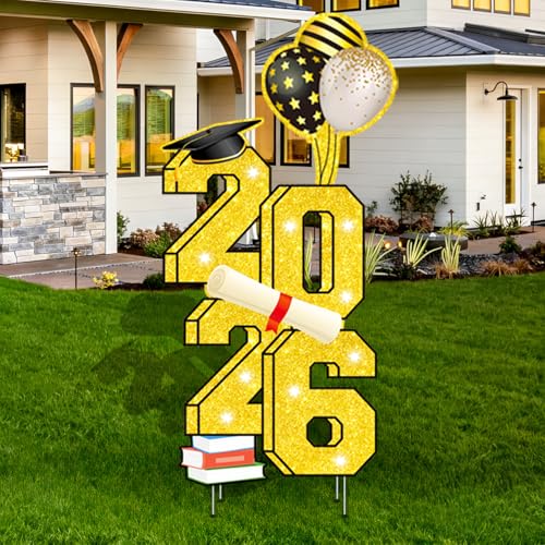 sewrung 2026 Graduation Decorations - 3.5FT Large Class 2026 Graduation Yard Sign Yard Decorations Congrats Graduation Lawn Signs 2026 Grad Yard Signs with Stakes for Outdoor Indoor Congrats Graduation Party Decoration Supplies - Image 1