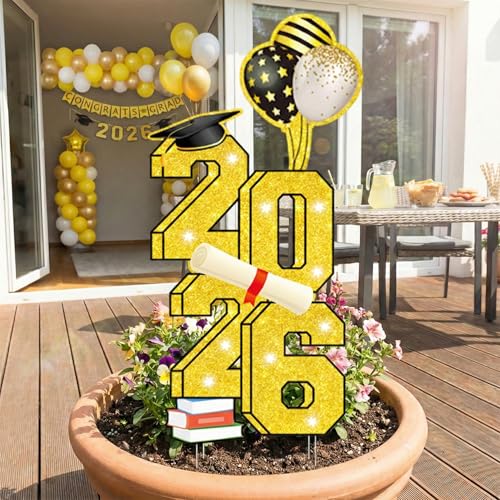 sewrung 2026 Graduation Decorations - 3.5FT Large Class 2026 Graduation Yard Sign Yard Decorations Congrats Graduation Lawn Signs 2026 Grad Yard Signs with Stakes for Outdoor Indoor Congrats Graduation Party Decoration Supplies - Image 4