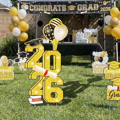 sewrung 2026 Graduation Decorations - 3.5FT Large Class 2026 Graduation Yard Sign Yard Decorations Congrats Graduation Lawn Signs 2026 Grad Yard Signs with Stakes for Outdoor Indoor Congrats Graduation Party Decoration Supplies - Image 3