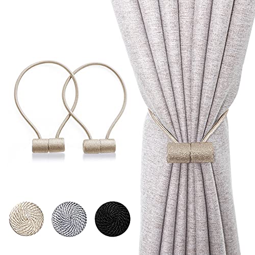 XDerlin Window Treatment Magnetic Curtain Holdbacks Clip VS Strong Magnets 13 Colors Tiebacks Home Office Decorative Rope Drapes Weave Holdbacks 16 Inch Modern Design 2Pack Teal - Image 1