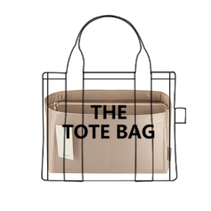 ZTUJO Purse Organizer Insert For Handbags Purse Organizer With Zipper Neverfull Organizer Bag Organizer For Speedy Neverfull ONTHEGO Tote Handbag and More Silky Beige XLarge - Image 2