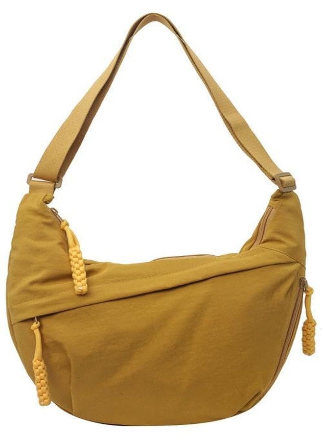EMGILL Nylon Crescent Crossbody Bag for Women Shoulder Tote Handbag Casual Sling Bag Dumpling Purse Bag for Outdoor Travel, A-yellow, Medium - Image 1