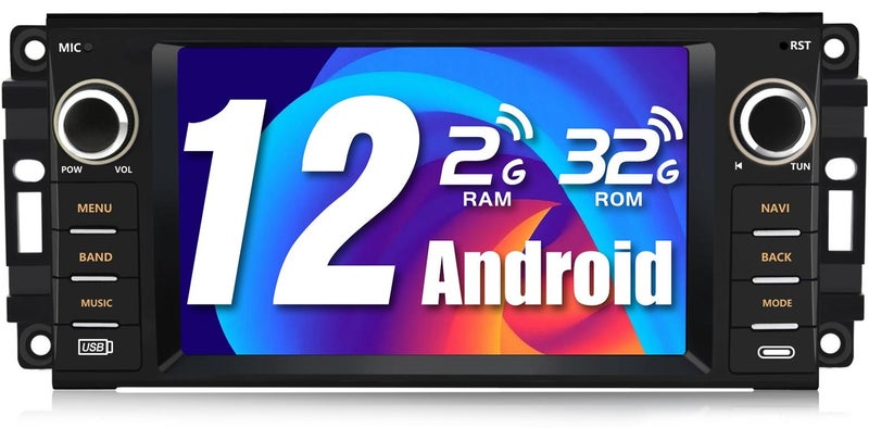 Junsun Android Car Stereo for Jeep Wrangler Radio Chrysler Dodge with Wireless Carplay, 7 Inch Touch Screen for Jeep Car Radio with WiFi FM Radio - Image 1