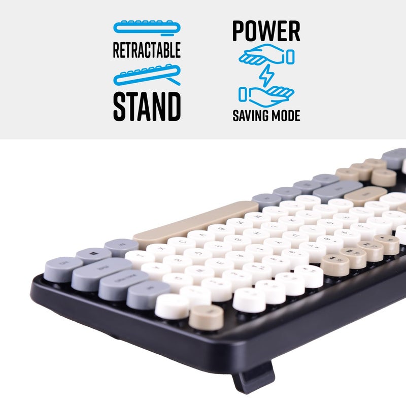 ZEBRONICS Newly launched Companion 301 2.4GHz Wireless Keyboard & Mouse Combo with UV Printed, Retro Style Keys, 104 + 12 Integrated Multimedia Keys, 1600 DPI, High Precision (Black + Grey) - Image 5