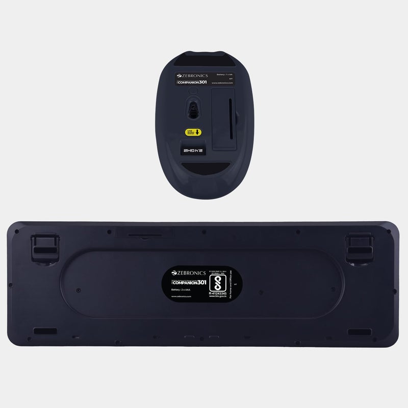 ZEBRONICS Newly launched Companion 301 2.4GHz Wireless Keyboard & Mouse Combo with UV Printed, Retro Style Keys, 104 + 12 Integrated Multimedia Keys, 1600 DPI, High Precision (Black + Grey) - Image 2