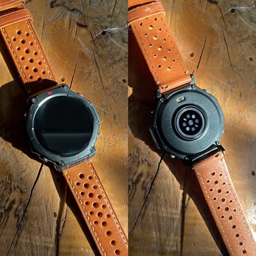 HEMSUT Genuine Leather Perforated Watch Band for Amazfit TRexTRex PROTRex 2TRex 3TRex 3 PRO 48MMTRex 3 PRO 44MM Trex UltraTrex Ultra 2 - Image 3