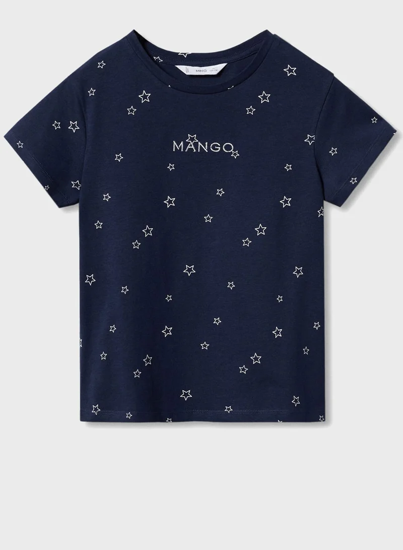 MANGO Kids Embroidered Logo T-Shirt