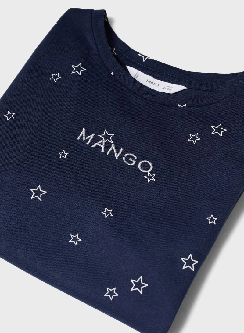MANGO Kids Embroidered Logo T-Shirt