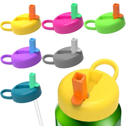 Qltytoy 6 Pack Soda Can Lids with Straw - Reusable Soda Can Covers 12 Silicone Straws | Airtight,BPA-Free,Easy to Use, Keep Bugs/Dust, Fit Standard Cans,Suitable for BBQs,Beach,Party - Image 1