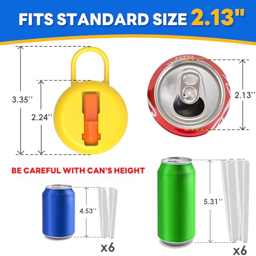 Qltytoy 6 Pack Soda Can Lids with Straw - Reusable Soda Can Covers 12 Silicone Straws | Airtight,BPA-Free,Easy to Use, Keep Bugs/Dust, Fit Standard Cans,Suitable for BBQs,Beach,Party - Image 2