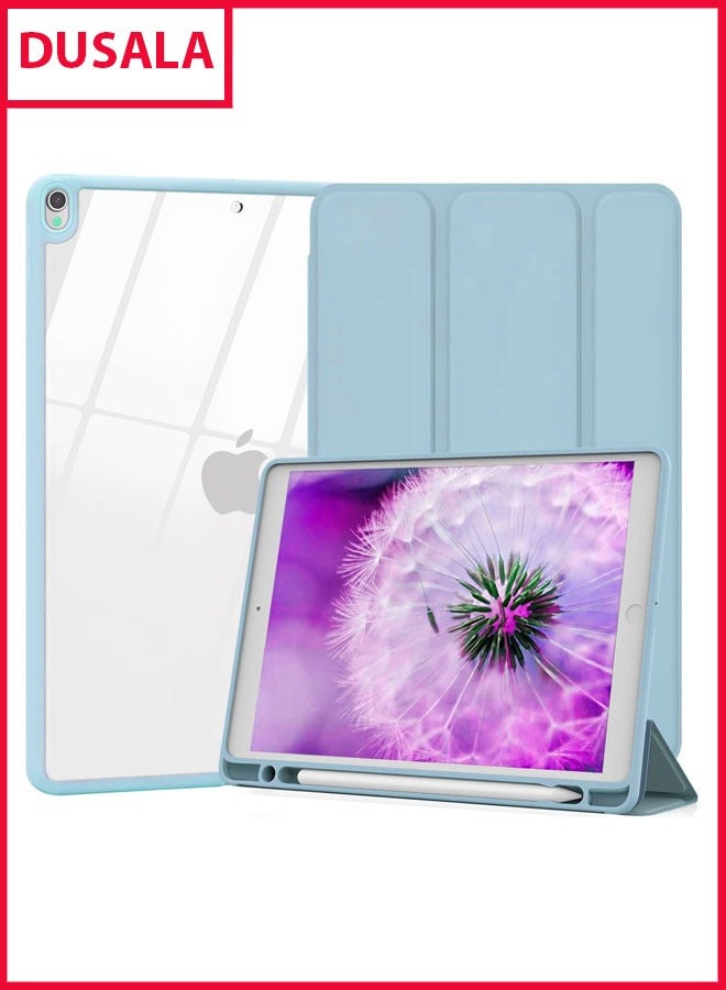 DUSALA Case for iPad Pro 10.5-Inch and iPad Air 3 (10.5-Inch 2019, 3rd Generation) with Pencil Holder, Slim Stand Protective Cover with Clear Transparent Back Shell for iPad Pro 10.5 inch Tablet, Support Auto Wake/Sleep, (Blue) - Image 1