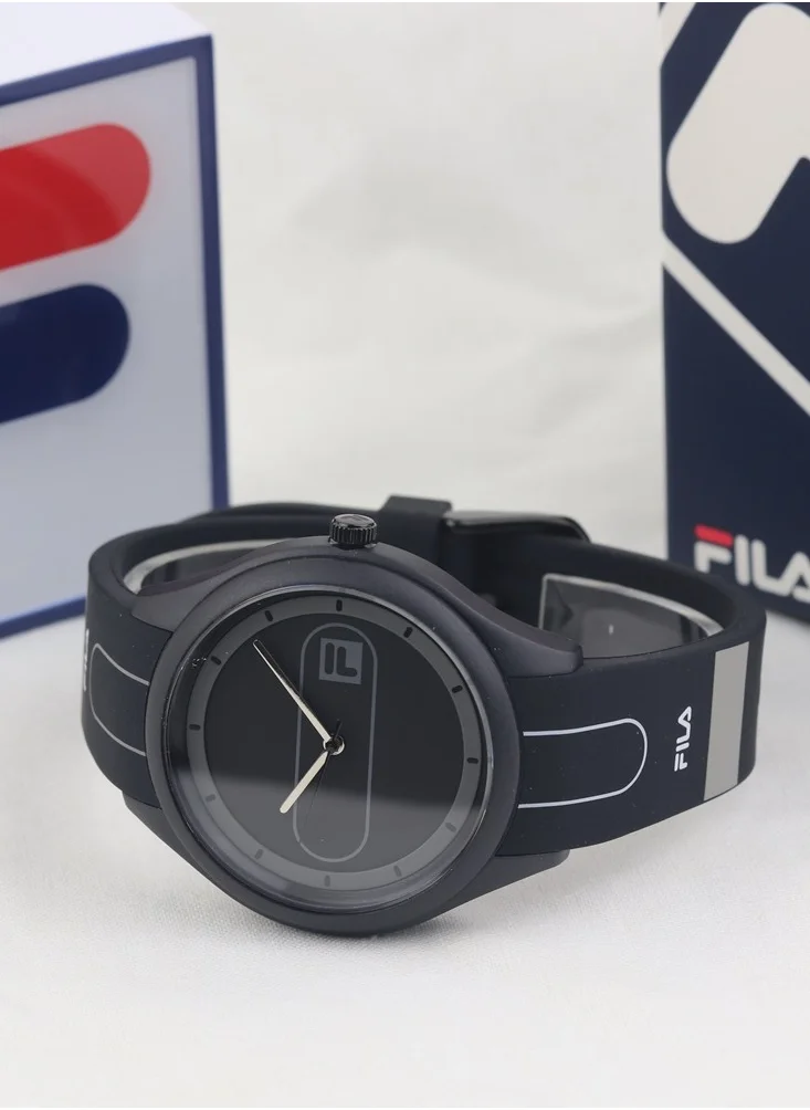 فيلا Fila Style Unisex Analog Watch Black Silicone Strap, 38-321-002, size 44mm