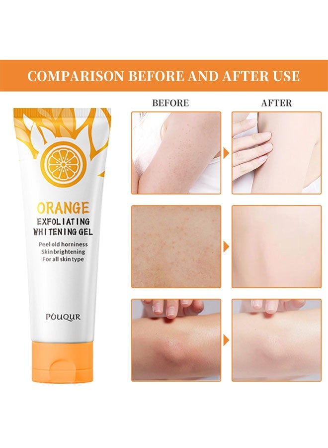 POUQUR Orange Exfoliating Whitening Gel 50g | Gentle Exfoliating Scrub, Deep Clean Pores, Remove Blackheads, Moisturize & Brighten Skin, Improve Skin Texture, For Face & Body, Vitamin C Cleanser Face Cream - Image 2