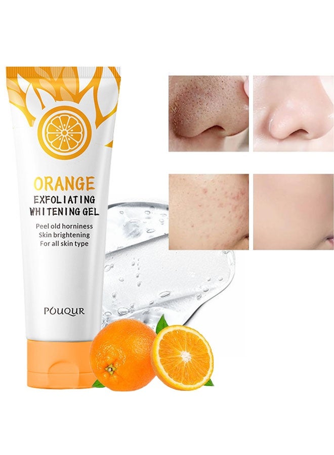 POUQUR Orange Exfoliating Whitening Gel 50g | Gentle Exfoliating Scrub, Deep Clean Pores, Remove Blackheads, Moisturize & Brighten Skin, Improve Skin Texture, For Face & Body, Vitamin C Cleanser Face Cream - Image 1