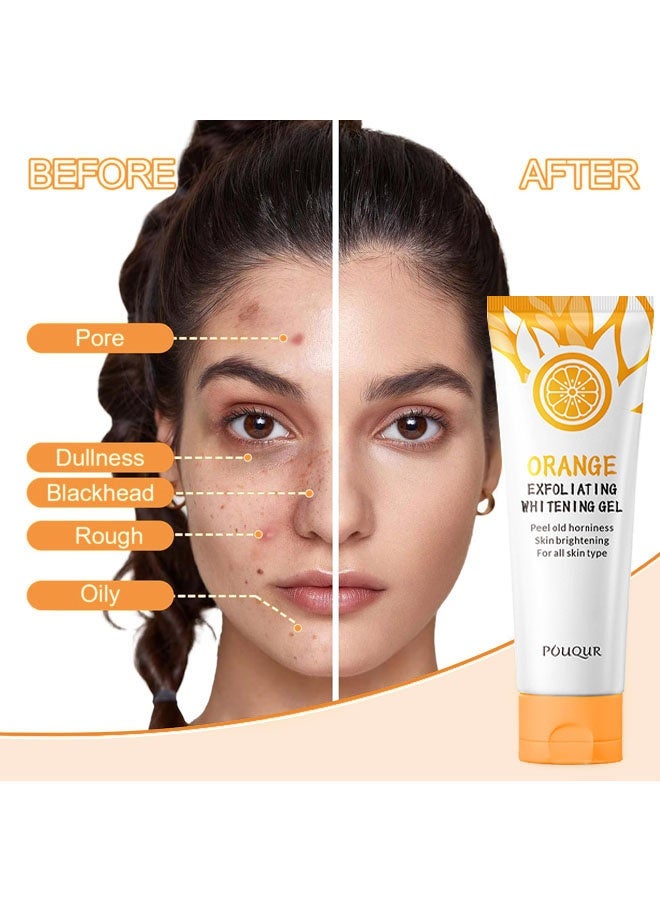 POUQUR Orange Exfoliating Whitening Gel 50g | Gentle Exfoliating Scrub, Deep Clean Pores, Remove Blackheads, Moisturize & Brighten Skin, Improve Skin Texture, For Face & Body, Vitamin C Cleanser Face Cream - Image 5