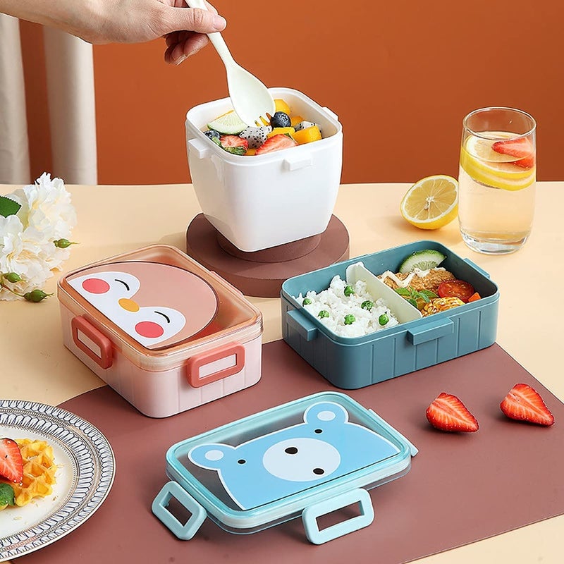 wolpin 1 Pc Lunch Box For Kids Tiffin Box For Boys, Girls, School & Office, Rectangular Lunch Box For Kids Microwave Safe, Cartoon (Random Colors, Food Grade Pp Plastic), 800 Milliliter - Image 1