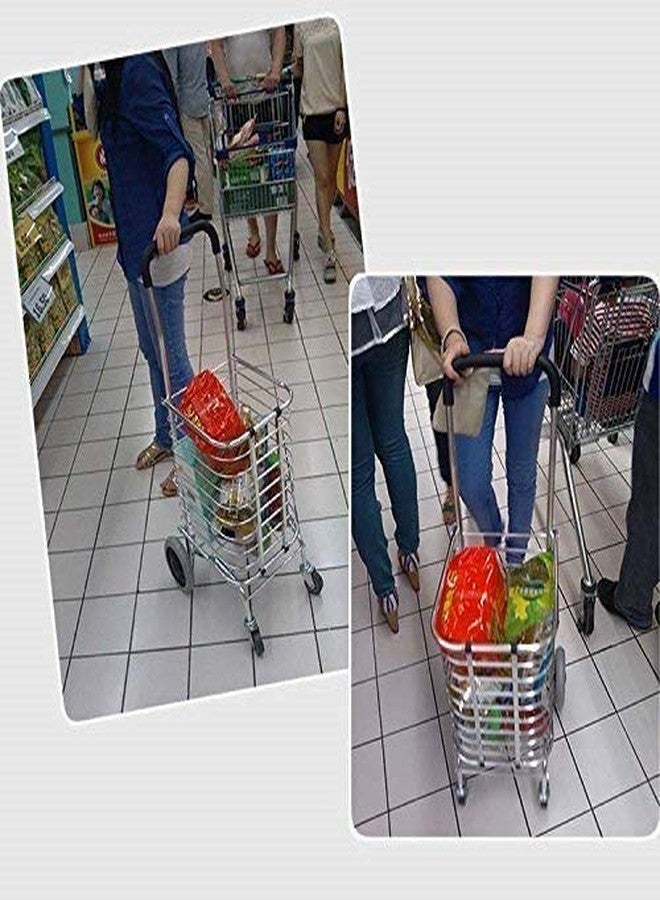 Aagna Folding Grocery Portable 4 Wheel Shopping Trolley Basket Aluminium Folding with Luggage Rolling - Image 5