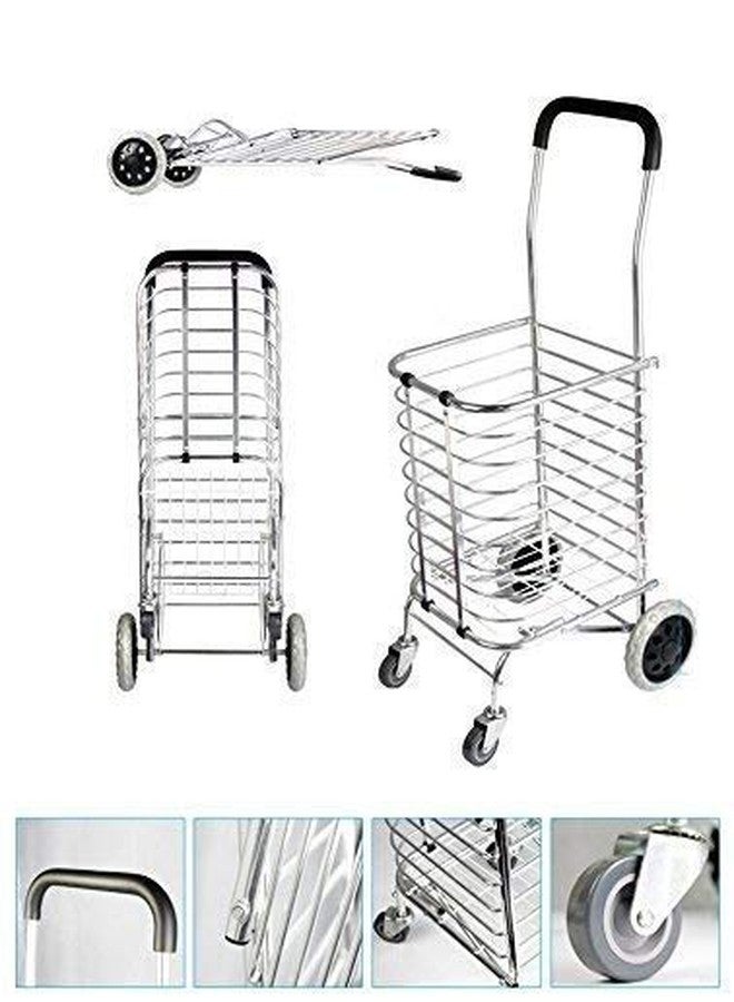 Aagna Folding Grocery Portable 4 Wheel Shopping Trolley Basket Aluminium Folding with Luggage Rolling - Image 3