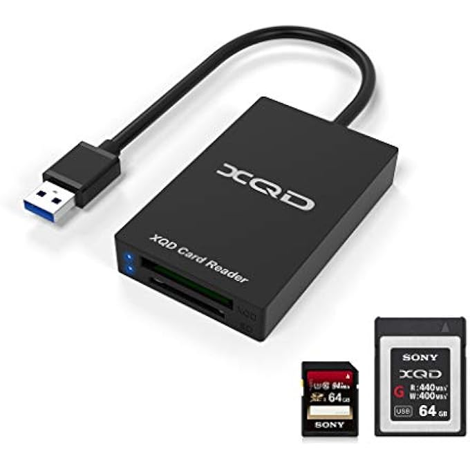 rayihni XQD CARD READER, USB 3.0 XQD/SD CARD READER DUAL SLOT MEMORY CARD READER 5GPBS SUPER SPEED SUPPORT SONY G/M SERIES, LEXAR 2933X/1400X USB MARK XQD CARD,SD CARD FOR WINDOWS/MAC OS - Image 1