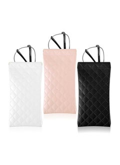 Oasisgalore 3PCS Soft Leather Glasses Case - Squeeze Top Sunglasses Pouch for Travel  - Image 1