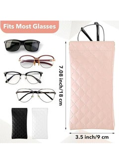 Oasisgalore 3PCS Soft Leather Glasses Case - Squeeze Top Sunglasses Pouch for Travel  - Image 3
