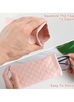 Oasisgalore 3PCS Soft Leather Glasses Case - Squeeze Top Sunglasses Pouch for Travel  - Image 5