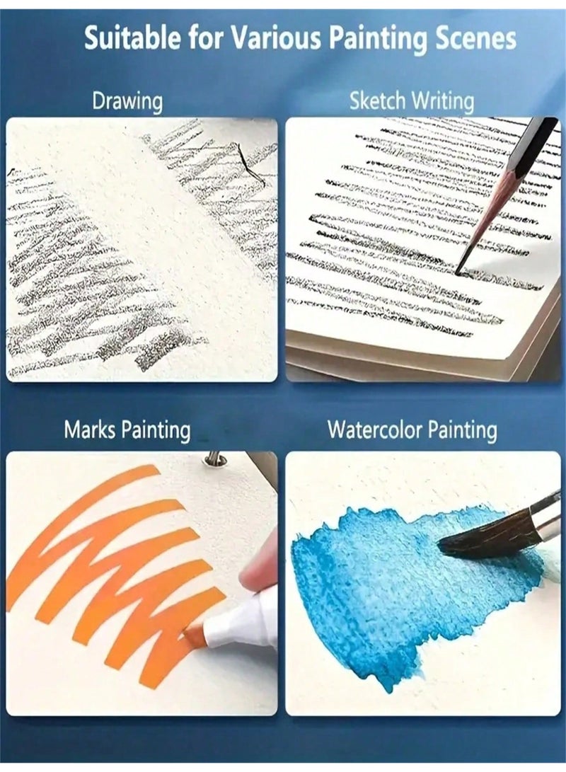 Premium 16K Spiral Sketchbook – 60 Sheets Thick Acid-Free Paper, Hardcover Oil Painting Style Cover, Ideal for Drawing, Watercolor, and Oil Painting – Art Supplies for Students, Beginners & Professional Artists  - Image 3