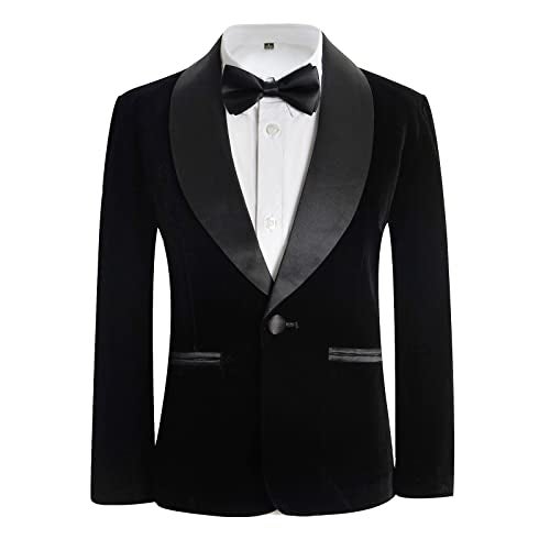 Kidinix Boys Tuxedo Suit 3 Pieces Kids Formal Slim Fit Velvet Suits Set for Wedding Prom Party Black - Image 3