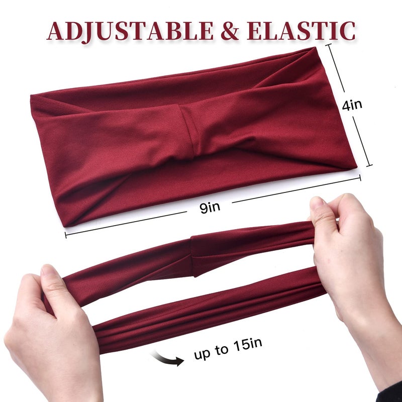 Carede 12 Pack Wide Headbands for Women No slip Stretchy Boho Hair Bands, Soft Elastic Yoga Workout Running Thick Wicking Sweat Bands Solid colors Head Wrap - Image 2