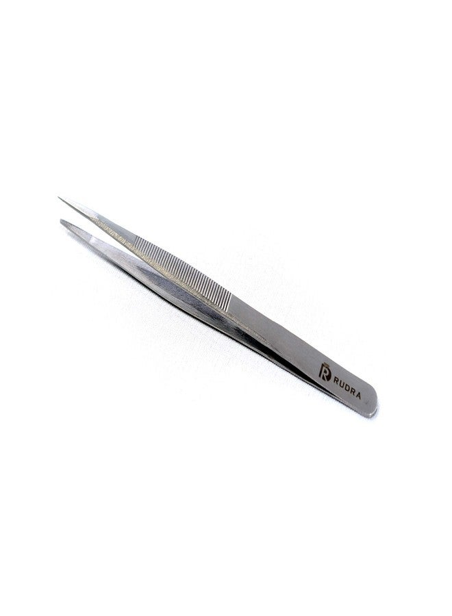 RUDRA Medium Point Tweezers, Anti-Static Stainless Steel Tweezers for Diamond, Electronics, Jewelry, Craft, Laboratory Work, Eyebrow & Ingrown Hair Removal - Image 2